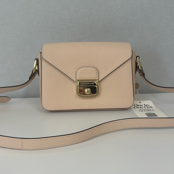 🔥🔥🔥Authentic Longchamp Le Pliage Heritage Blush Pink Leather Crossbody Bag - Picture 2 of 16